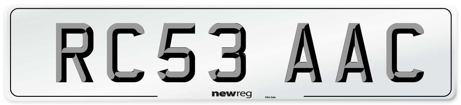RC53 AAC Number Plate from New Reg
